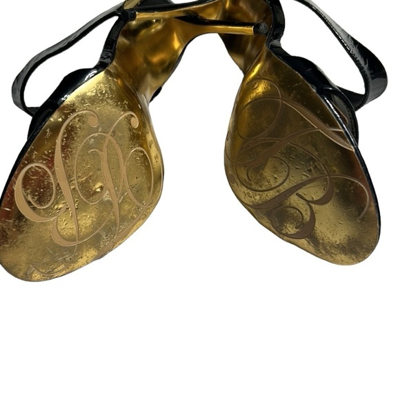 TED BAKER Chablise high shine  gloss black patent leather stiletto sandal mules - Picture 8 of 15